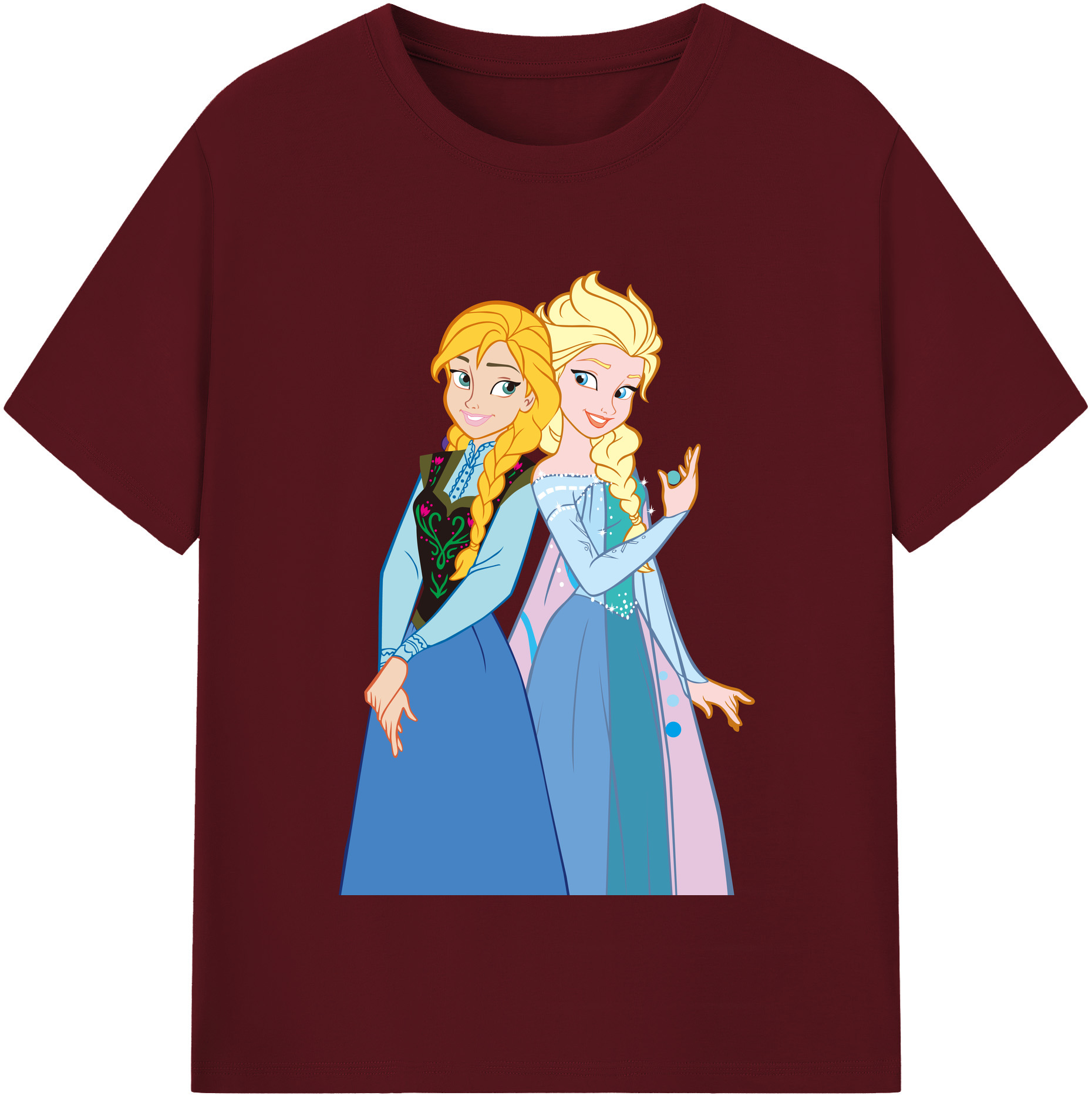 （画像用） アナと雪の女王 アンナ エルサ Frozen Anna Elsa 綿100％半袖Tシャツ（フロントプリント）